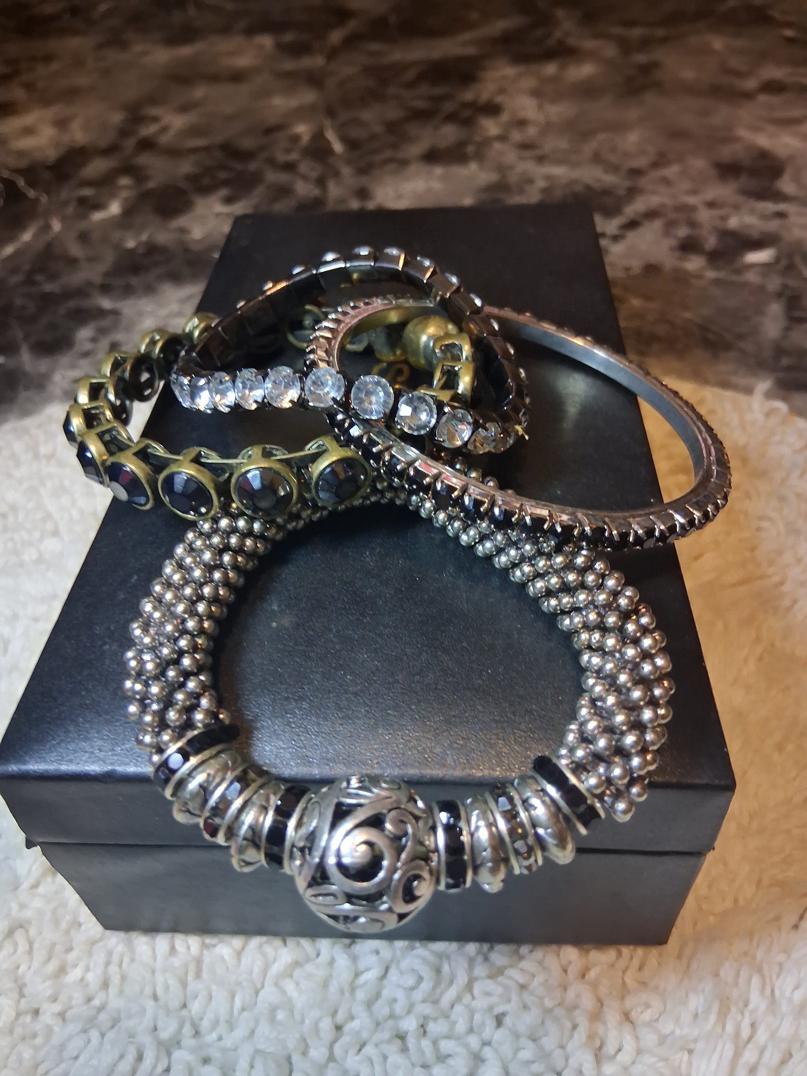 SilverTone MultiStyle Womens Bracelet Set  Silver